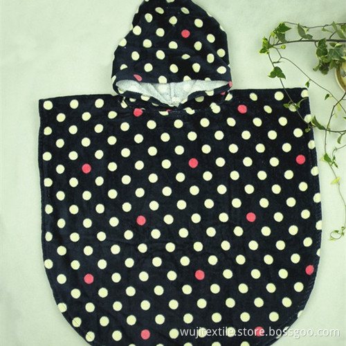 Children's Cotton Beach Towel Beach Poncho with Printing (WJ-CH1605)
